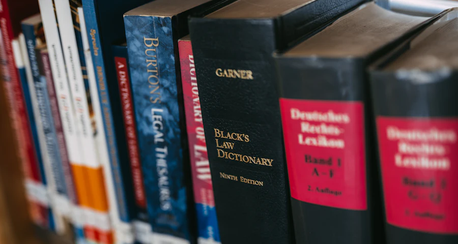 Law books on a shelf